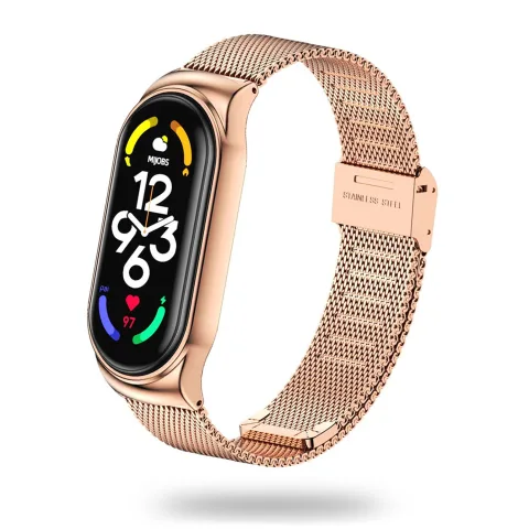 METALOWA WYMIENNA BRANSOLETKA OPASKA DO XIAOMI MI BAND 7 / 7 NFC RÓŻOWE ZŁOTO