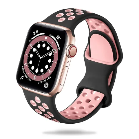 SPORTOWA GUMOWA OPASKA APPLE WATCH ( 38 / 40 / 41 / 42 MM ) CZARNO RÓŻOWA