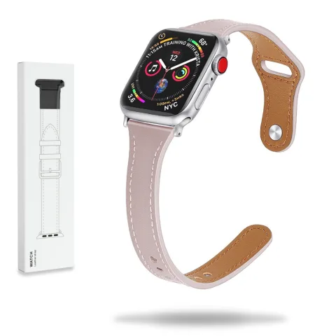 DAMSKI PASEK ZE SKÓRY APPLE WATCH ( 38 / 40 / 41 / 42 MM ) RÓŻOWY
