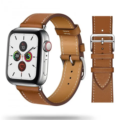 SKÓRZANA BRANSOLETA Z ZAPIĘCIEM APPLE WATCH ( 38 / 40 / 41 / 42 MM ) BRĄZOWY