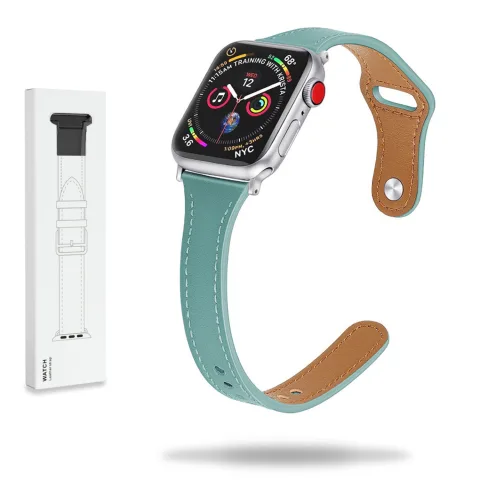 DAMSKI PASEK ZE SKÓRY APPLE WATCH ( 38 / 40 / 41 / 42 MM ) JASNY ZIELONY