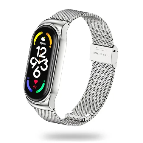 METALOWA WYMIENNA BRANSOLETKA OPASKA DO XIAOMI MI BAND 7 / 7 NFC SREBRNA