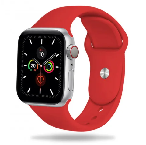 SILIKONOWA OPASKA DO APPLE WATCH 4 / 5 / 6 / 7 / 8 / 9 / 10 / SE ( 38 / 40 / 41 / 42 MM ), CZERWONA