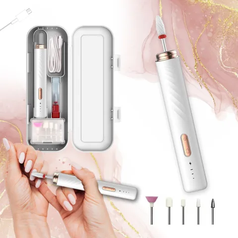 FREZARKA DO PAZNOKCI MANICURE PEDICURE PROFESJONALNA BEZPRZEWODOWA ZESTAW