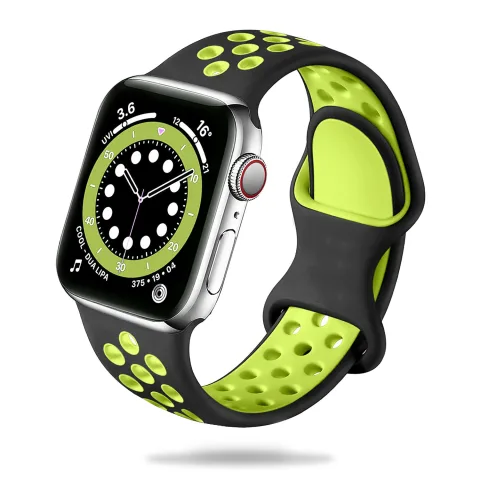 SPORTOWA GUMOWA OPASKA APPLE WATCH ( 38 / 40 / 41 / 42 MM ) CZARNO ZIELONA