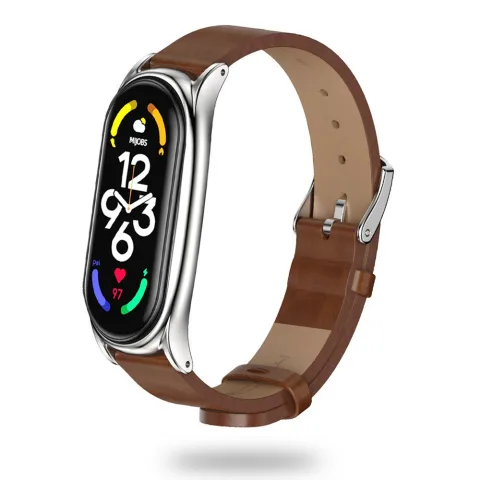SKÓRZANY PASEK XIAOMI MI BAND 7 / 7 NFC BRĄZOWY