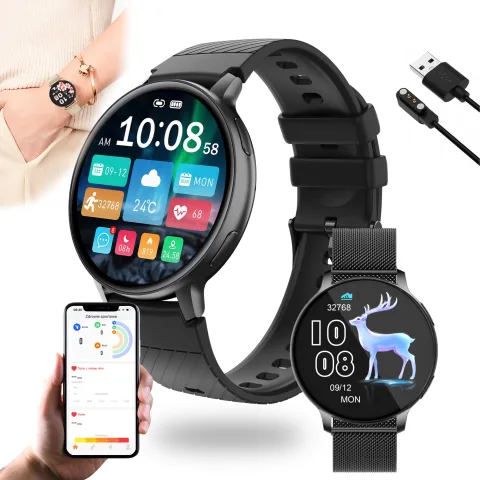 SMARTWATCH ZEGAREK WODOODPORNY PL MENU ROZMOWY SMART WATCH CZARNY