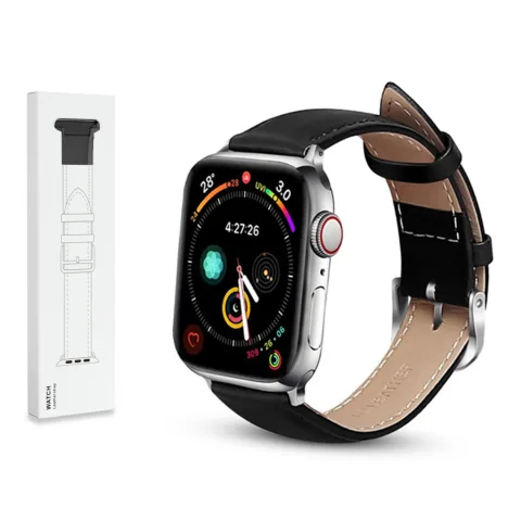 BRANSOLETA Z MIĘKKIEJ SKÓRY NATURALNEJ APPLE WATCH (42/44/45/46/49MM) CZARNA
