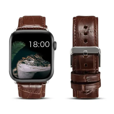 SKÓRZANY PASEK NA WZÓR SKÓRY KROKODYLA APPLE WATCH ( 38 / 40 / 41 / 42 MM ) BRĄZOWY