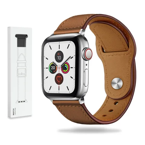 SKÓRZANY PASEK APPLE WATCH ( 40 / 41 / 42 MM ) JASNY BRĄZ