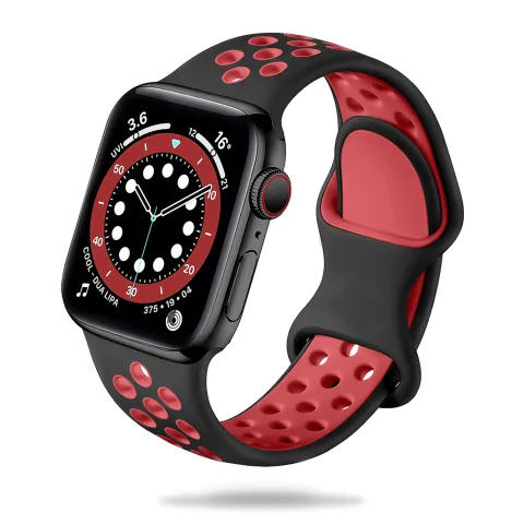 SPORTOWA GUMOWA OPASKA APPLE WATCH ( 38 / 40 / 41 / 42 MM ) CZERWONO CZARNA