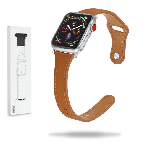 DAMSKI PASEK ZE SKÓRY APPLE WATCH ( 38 / 40 / 41 / 42 MM ) BRĄZOWY