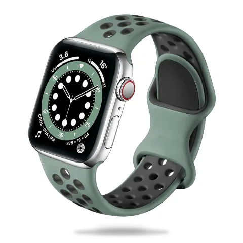 SPORTOWA GUMOWA OPASKA APPLE WATCH ( 38 / 40 / 41 / 42 MM ) ZIELONO CZARNY