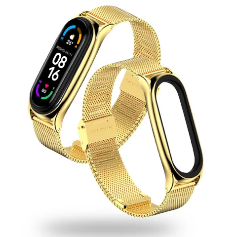 METALOWA WYMIENNA BRANSOLETKA OPASKA DO XIAOMI MI BAND 5 / 6 / 6 NFC ZŁOTA