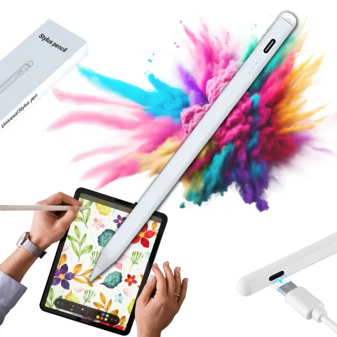 RYSIK POJEMNOŚCIOWY AKTYWNY DOTYKOWY DO TABLETU TELEFONU STYLUS PEN BIAŁY