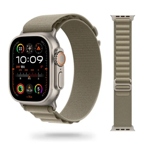 MATERIAŁOWY PASEK APPLE WATCH ( 42 / 44 / 45 / 46 / 49 MM ) SZARO BEŻOWY