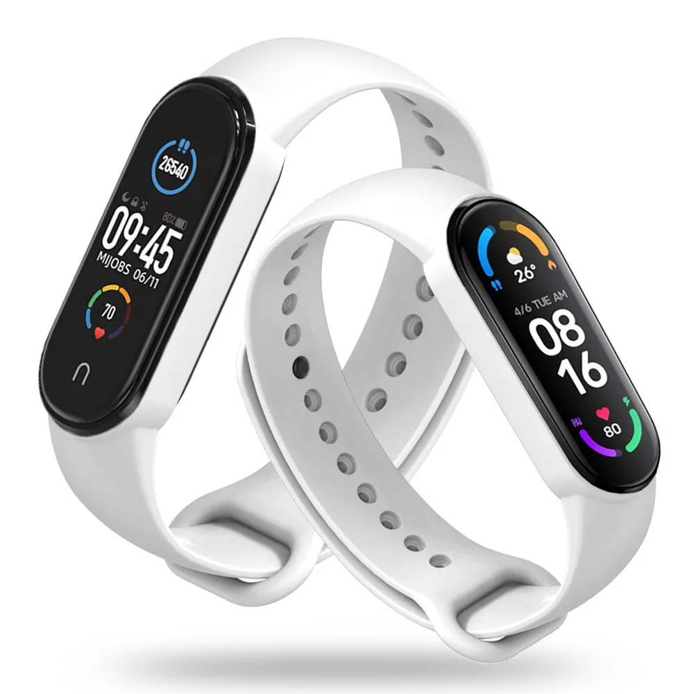 GUMOWA OPASKA XIAOMI MI BAND 5 / 6 / 6 NFC / 7 / 7 NFC BIAŁY