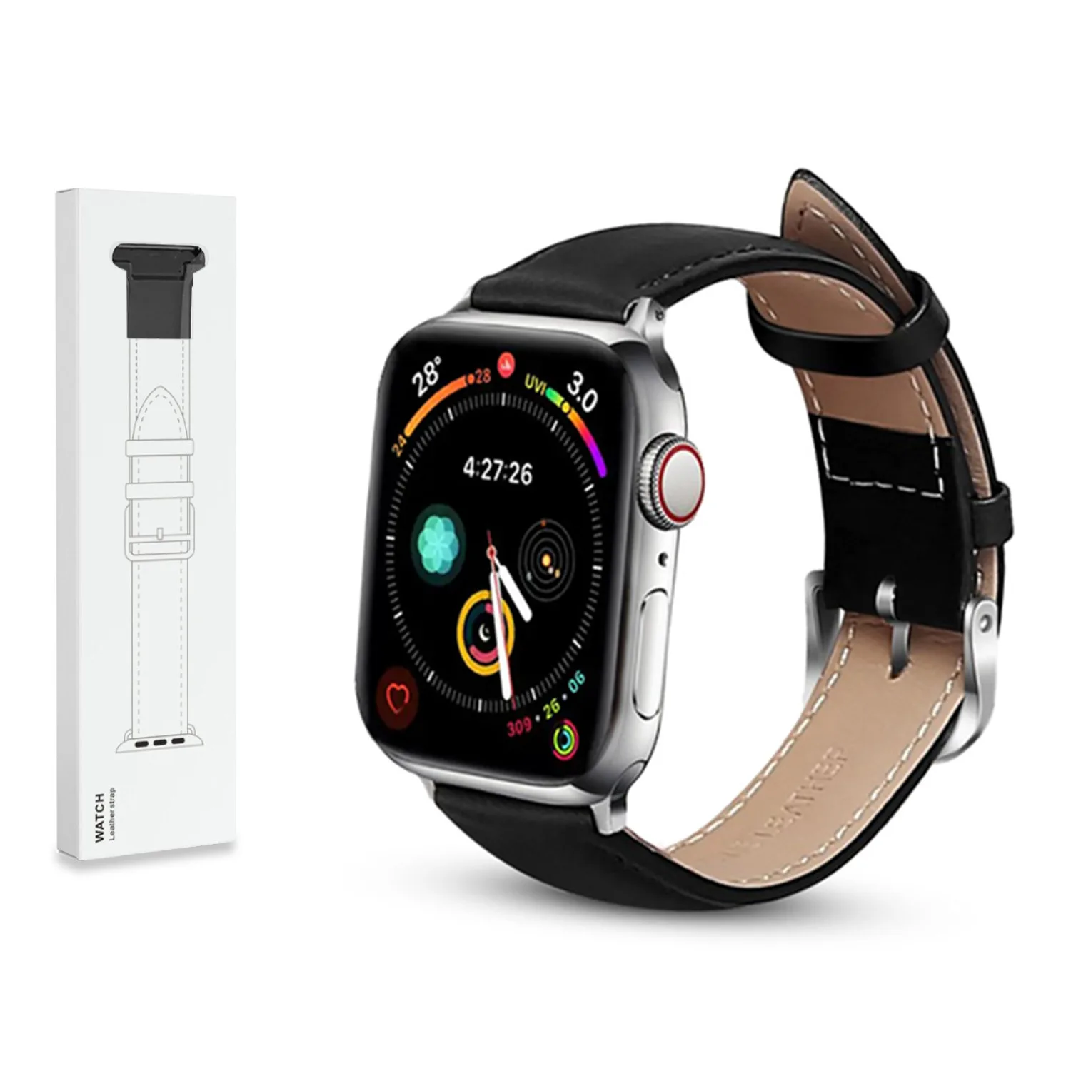 BRANSOLETA Z MIĘKKIEJ SKÓRY NATURALNEJ APPLE WATCH (38/40/41/42MM) CZARNA
