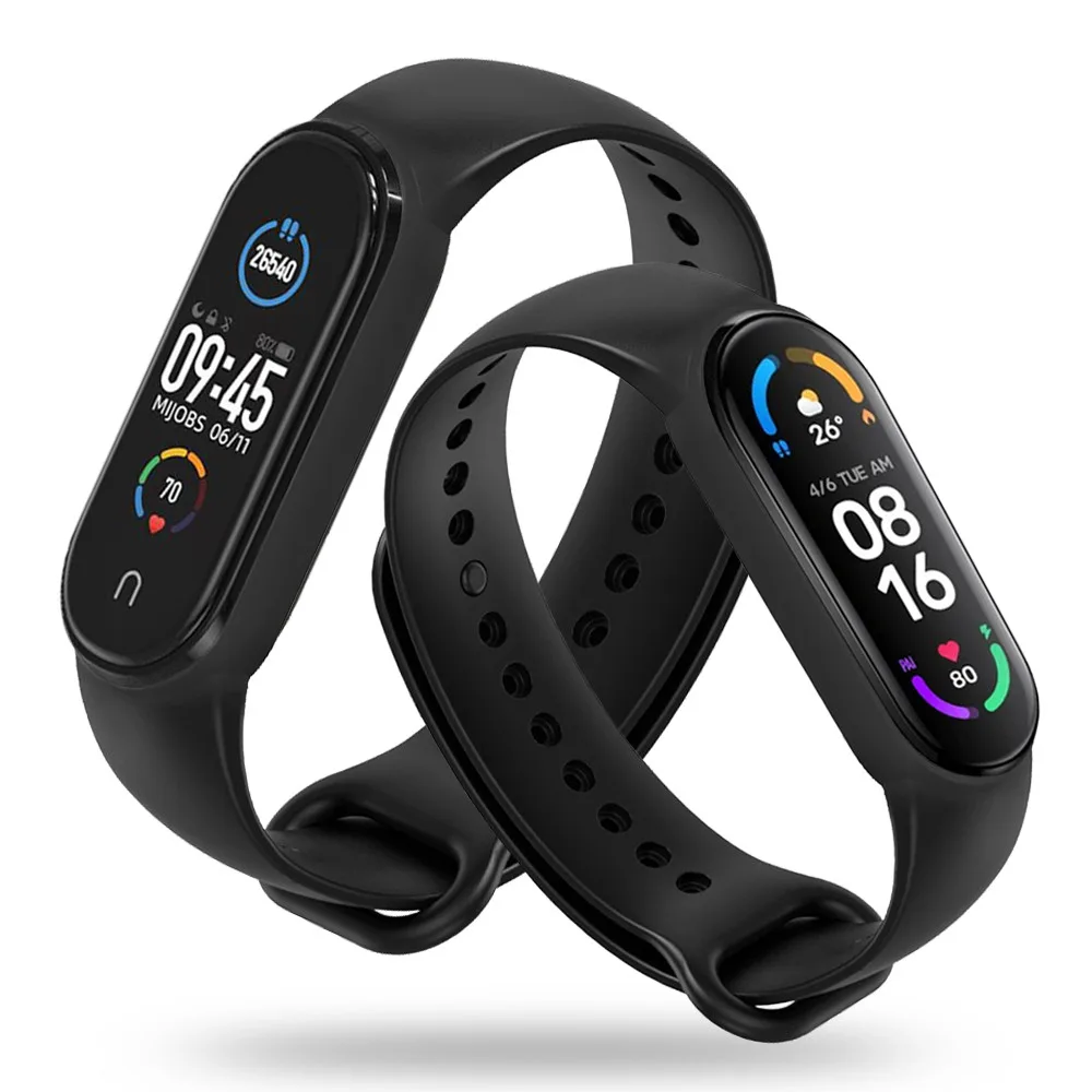 GUMOWA OPASKA XIAOMI MI BAND 5 / 6 / 6 NFC / 7 / 7 NFC CZARNY