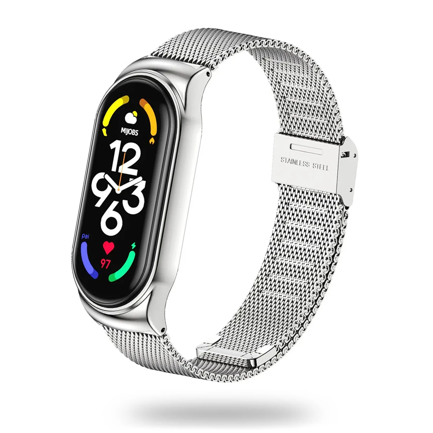 METALOWA WYMIENNA BRANSOLETKA OPASKA DO XIAOMI MI BAND 7 / 7 NFC SREBRNA