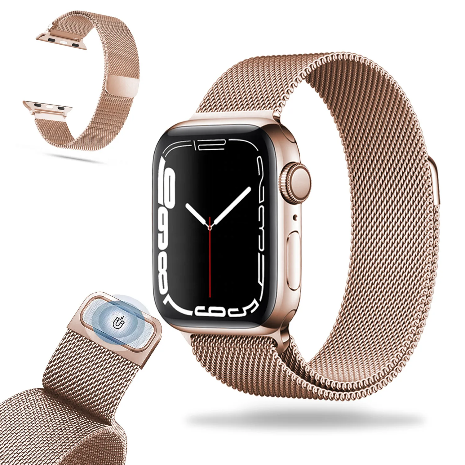 METALOWA MAGNETYCZNA BRANSOLETKA MILANESE NA APPLE WATCH (38/40/41/42 MM) RÓŻOWO ZŁOTA