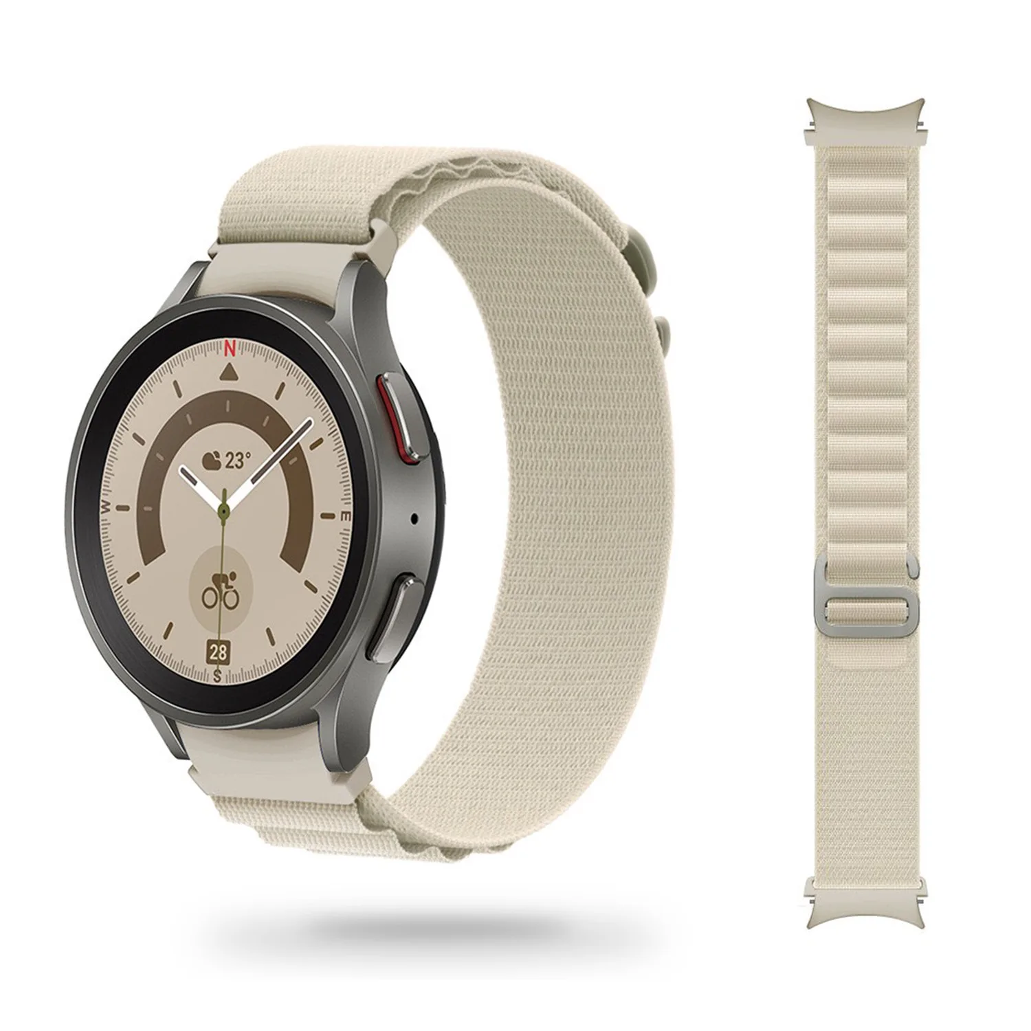 MATERIAŁOWA OPASKA GALAXY WATCH 4 / 5 / CLASSIC / 5 PRO / 6 / 6 CLASSIC / 7 KREMOWA