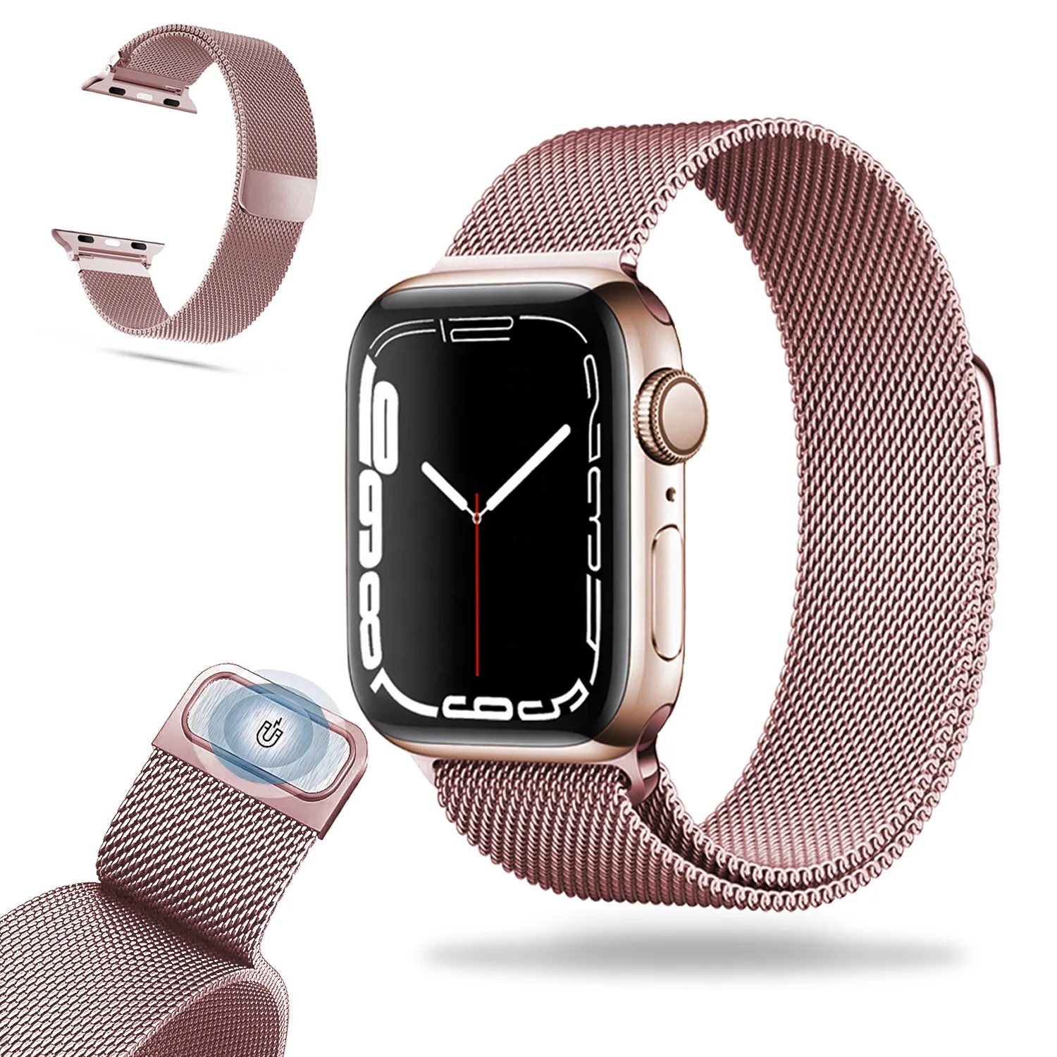 METALOWA MAGNETYCZNA BRANSOLETKA MILANESE NA APPLE WATCH (38/40/41/42 MM) RÓŻOWA