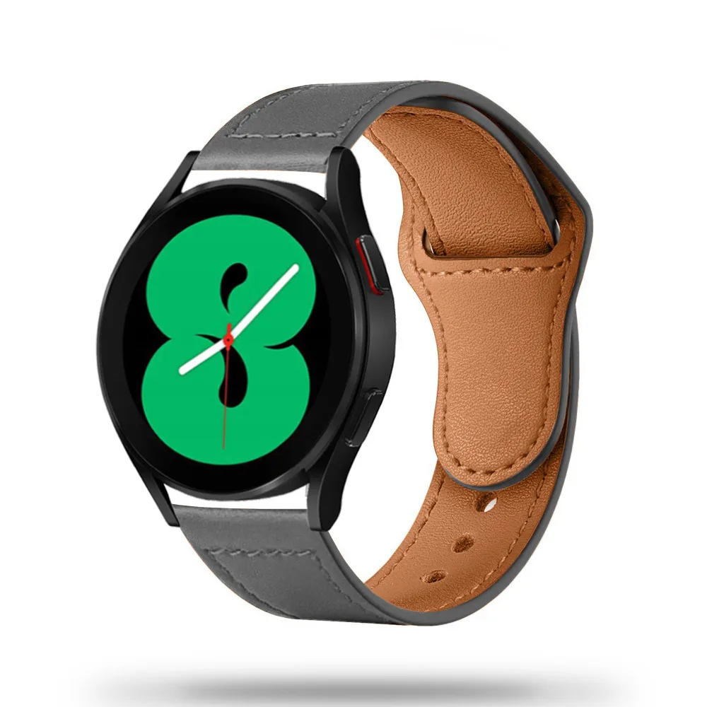 SKÓRZANA BRANSOLETA SAMSUNG GALAXY WATCH 4 / 5 / CLASSIC / 5 PRO / 6 / 6 CLASSIC / 7 SZARA