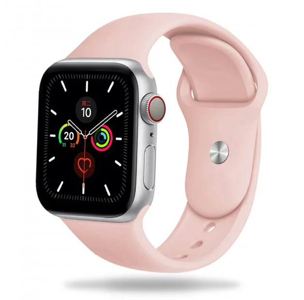 SILIKONOWA OPASKA DO APPLE WATCH 4 / 5 / 6 / 7 / 8 / 9 / 10 / SE ( 38 / 40 / 41 / 42 MM ), JASNORÓŻOWA