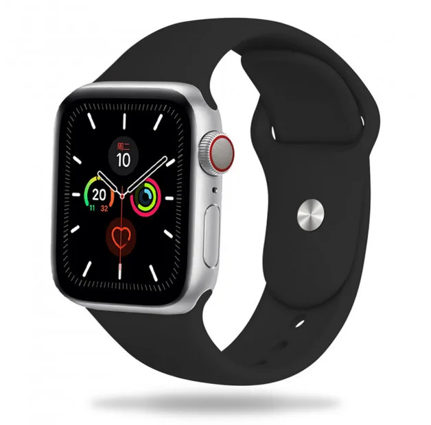 SILIKONOWA OPASKA DO APPLE WATCH 4 / 5 / 6 / 7 / 8 / 9 / 10 / SE / ULTRA / ULTRA 2 ( 42 / 44 / 45 / 46 / 49 MM ), CZARNA