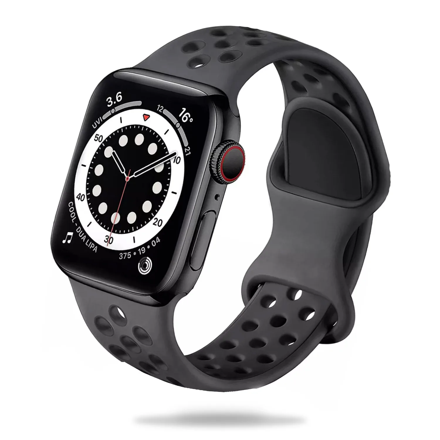SPORTOWA GUMOWA OPASKA APPLE WATCH ( 38 / 40 / 41 / 42 MM ) CIEMNOSZARO CZARNA