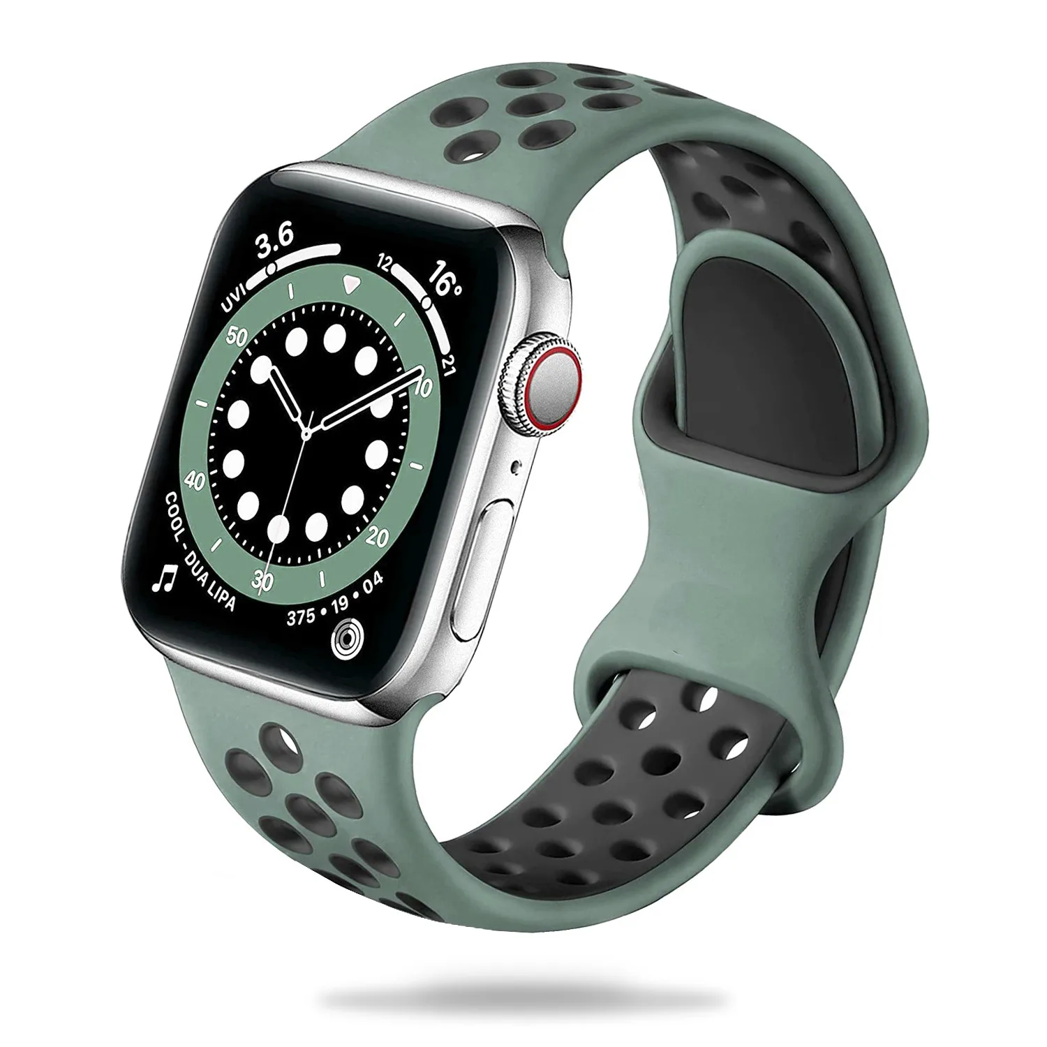 SPORTOWA GUMOWA OPASKA APPLE WATCH ( 38 / 40 / 41 / 42 MM ) ZIELONO CZARNY