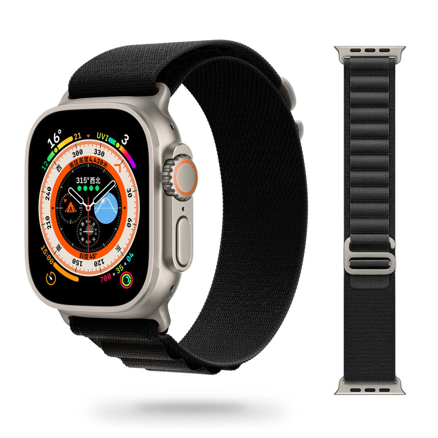 MATERIAŁOWY PASEK APPLE WATCH ( 38 / 40 / 41 / 42 MM ) CZARNY