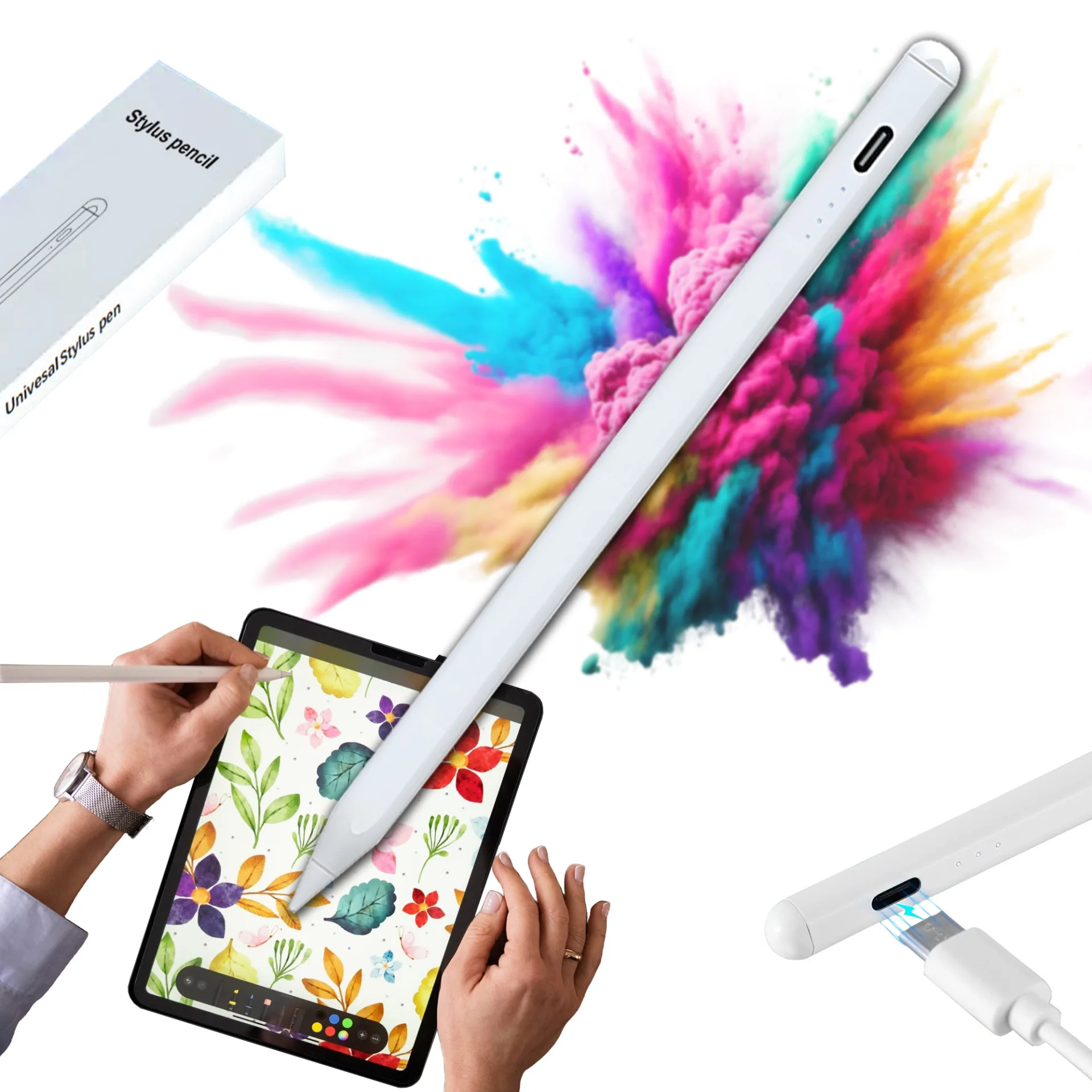 RYSIK POJEMNOŚCIOWY AKTYWNY DOTYKOWY DO TABLETU TELEFONU STYLUS PEN BIAŁY