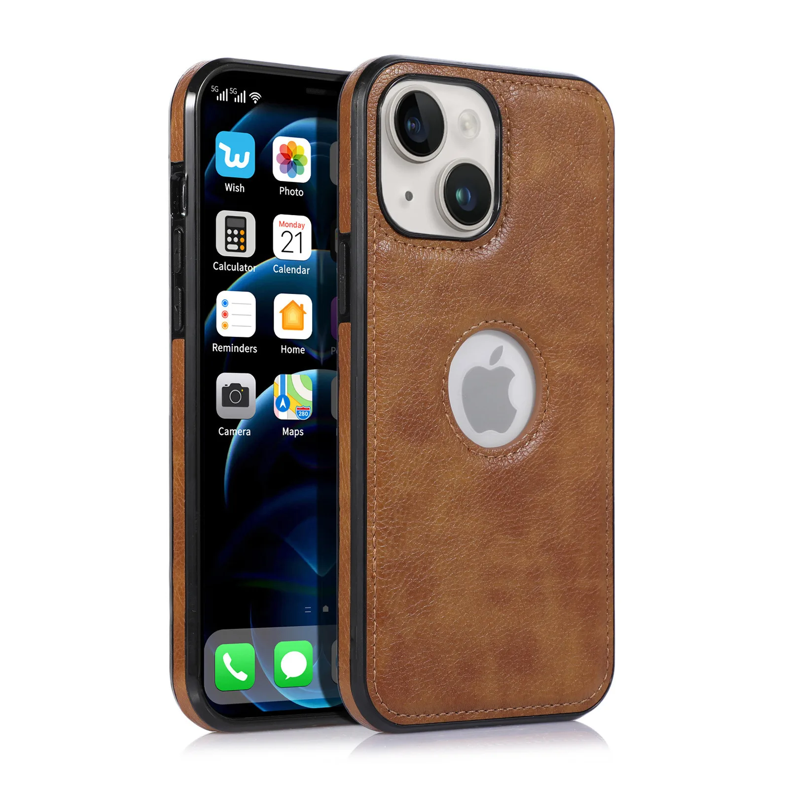 ETUI Z EKOSKÓRY OBUDOWA IPHONE 15 BRĄZOWE