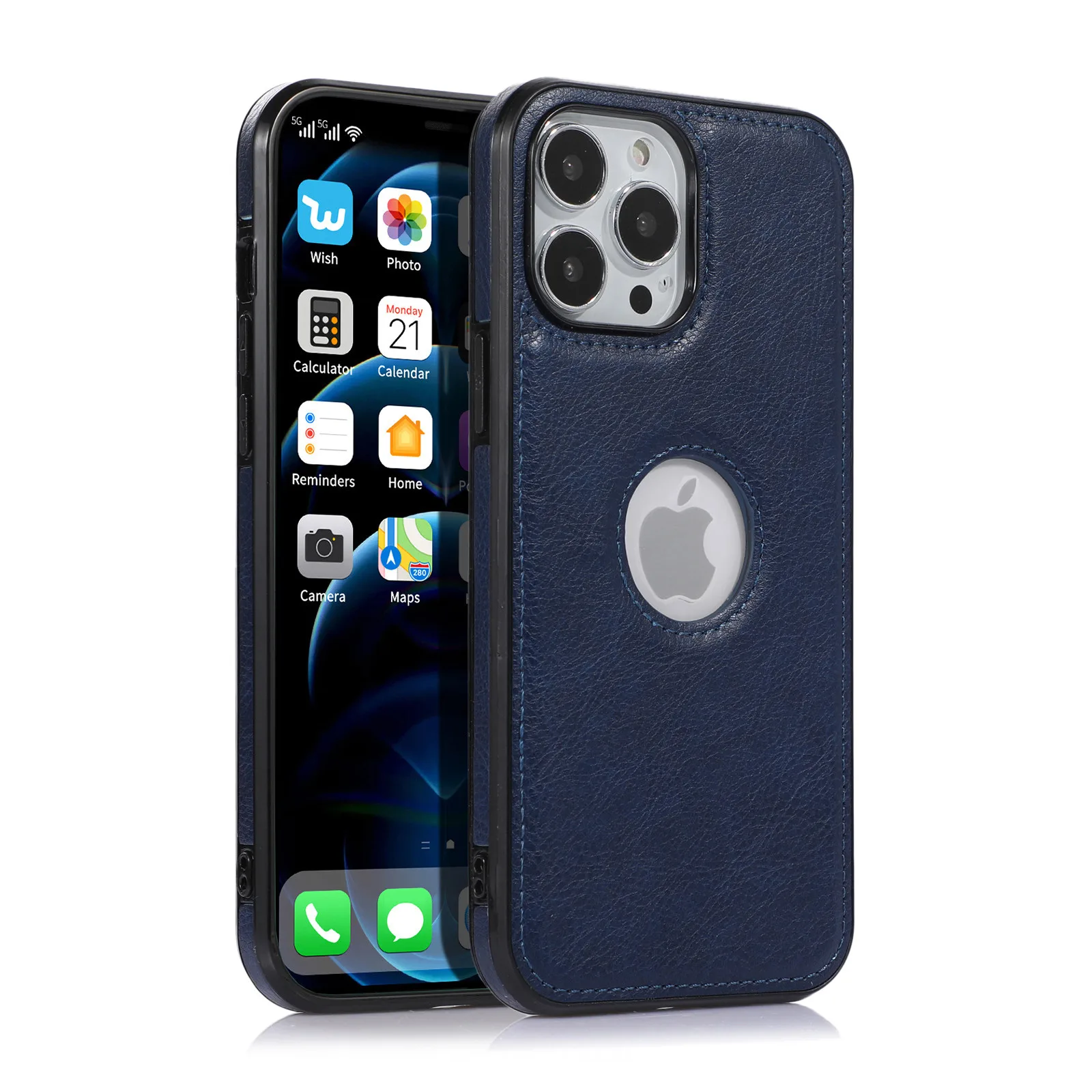 ETUI Z EKOSKÓRY OBUDOWA IPHONE 15 PRO CIEMNO NIEBIESKIE